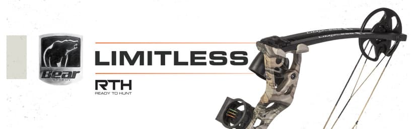 Bear Archery Limitless Dual Cam Compound Bow - Includes Quiver, Sight and Rest, God's Country