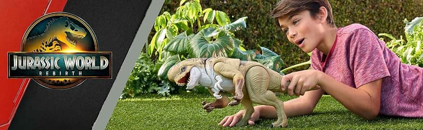 Mattel Jurassic World Rebirth Distortus Rex Rumble N Rampage Dinosaur Action Figure 22 Inch with 2 Attack Actions, Content-Accurate, Digital Play