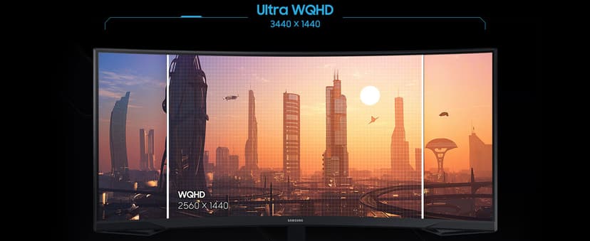 Samsung 34' Odyssey G5 Ultra-Wide Gaming Monitor with 1000R Curved Screen, 165Hz, 1ms, FreeSync Premium, Large Display, Eye Comfort, Multiple Ports, WQHD, LC34G55TWWNXZA, Black