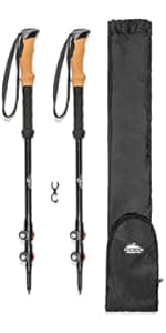 Cascade Mountain Tech Trekking Poles - Carbon Fiber Monopod Walking or Hiking Sticks with with Accessories Mount and Adjustable Quick Locks