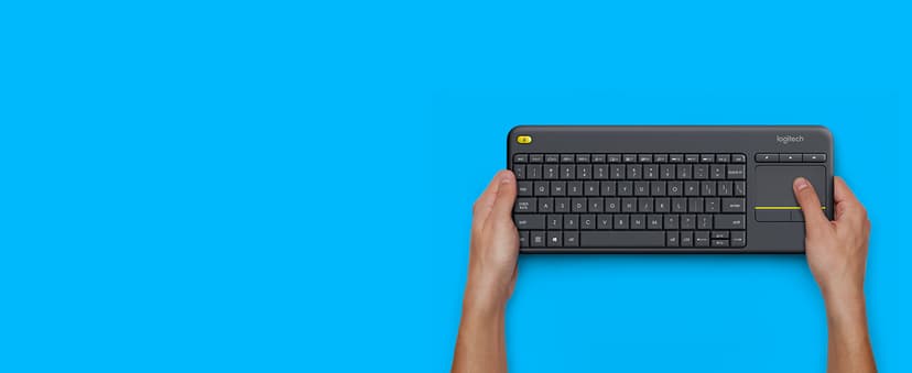 Logitech K400 Plus Wireless Touch TV Keyboard with Easy Media Control and Built-in Touchpad, HTPC Keyboard for PC-Connected TV, Windows, Android, ChromeOS, Laptop, Tablet - Black