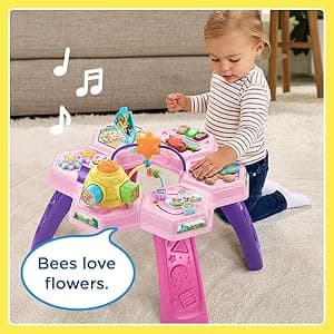 VTech Buzz and Learn Activity Table with Seven Interactive Play Zones, Pink