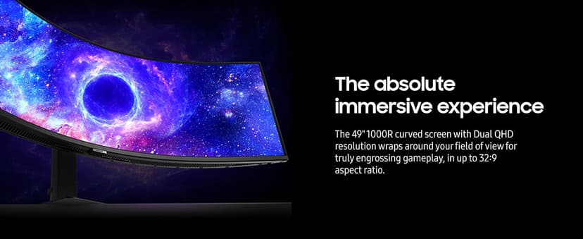 SAMSUNG 49" Odyssey G9 (G95C) Series DQHD 1000R Curved Gaming Monitor, 240Hz, 1ms(GtG), DisplayHDR 1000, AMD FreeSync Premium Pro, Eye Saver Mode, Auto Source Switch+, LS49CG950ENXZA, 2024