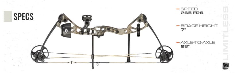 Bear Archery Limitless Dual Cam Compound Bow - Includes Quiver, Sight and Rest, God's Country