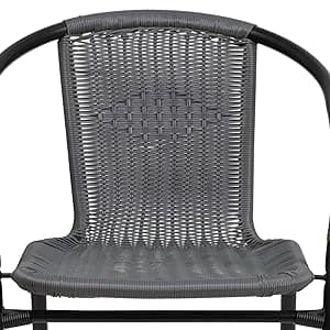 Flash Furniture Lila Modern Rattan Indoor/Outdoor Stackable Dining Chairs, Stacking Rattan Bistro Chairs for Patio or Restaurant, Set of 4, Brown