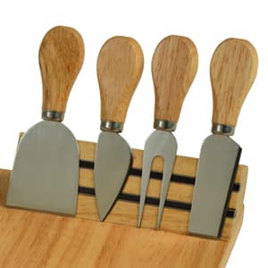 Picnic at Ascot Personalized Monogrammed Laser Engraved Hardwood Board for Cheese & Appetizers - Includes 4 Cheese Knives, Cheese Markers & Ceramic Dish - Designed in California