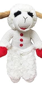 Multipet Lamb Chop Dog Plush Toy - Squeaky Toy for All Dogs - Extra Soft Plush - Stuffed Animal Dog Toy for Cuddling & Playing - Cute Pet Toy (6", Cream)