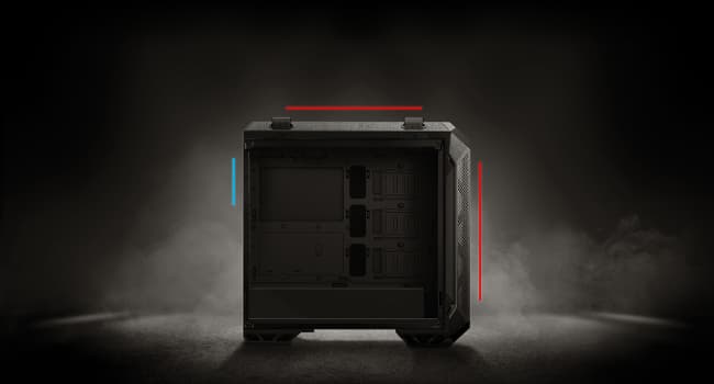 ASUS TUF Gaming GT501 Mid-Tower PC Case for up to EATX Motherboards with USB 3.0 Front Panel, Smoked Tempered Glass, Steel Construction, and Four Case Fans