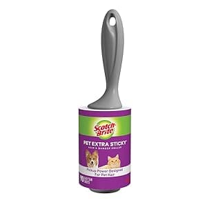Scotch-Brite Pet Hair Pickup Extra Sticky Lint Roller, Designed for Removing Fur + Fluff on Couches, Clothes, Dog and Cat Beds, & More, 1 Pack, 95 Easy-Tear Adhesive Sheets Total