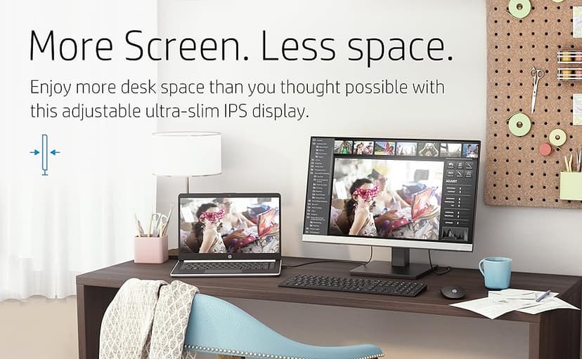 HP 24mh FHD Monitor - Computer Monitor with 23.8-Inch IPS Display (1080p) - Built-in Speakers and VESA Mounting - Height/Tilt Adjustment for Ergonomic Viewing - HDMI and DisplayPort - (1D0J9AA#ABA)