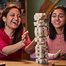 Hasbro Gaming Jenga Wooden Blocks Stacking Tumbling Tower Game | Party Games for Kids & Families | Stocking Stuffers | Ages 6+ (Amazon Exclusive)