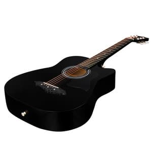 Joymusic 38 inch black beginner acoustic guitar,bundle with a strap with picks holder,digital tuner, set strings, capo,cleaning cloth,6 picks,gig bag.(JG-38C,BK)