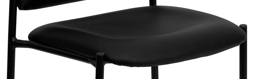 Flash Furniture Tania Comfort Vinyl Upholstered Stackable Side Reception Chair with Padded Seat, Modern Stackable Chair for Living Room/Office, Black