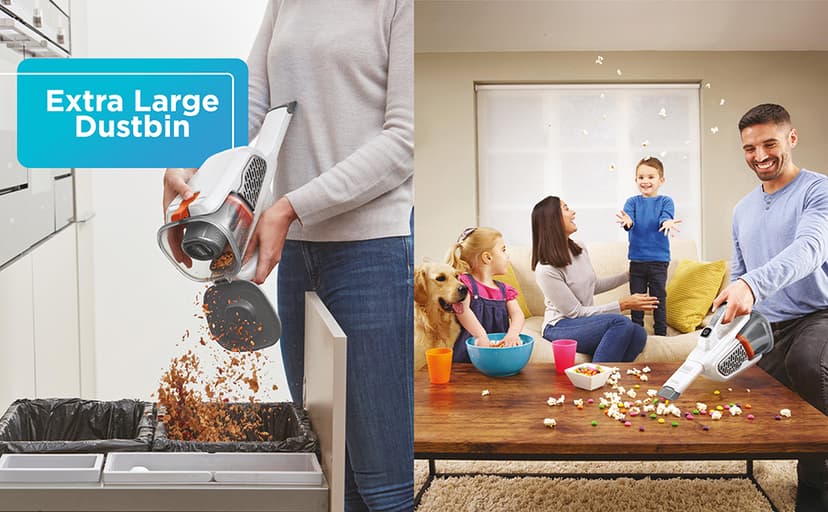 BLACK+DECKER Dust Buster Hand Held Vacuum Cordless Rechargeable, Portable Vacuum for Car, Extended Runtime, Powerful Suction, Extra Long Crevice Tool, AdvancedClean+ (HHVK320J10)