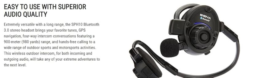 Sena SPH10 Outdoor Sports Bluetooth Stereo Headset/Intercom, Black