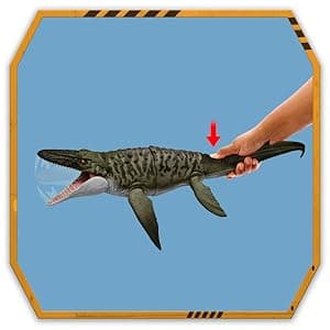 Mattel Jurassic World Rebirth Bite N Blast Mosasaurus Action Figure & Mini Dilophosaurus, Wide Jaw Dinosaur Toy, Movie-Accurate Posable, Digital Play