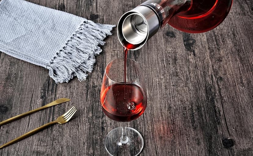 Wine Decanter Built-in Aerator Pourer, Wine Carafe, Red Wine Decanter,100% Lead-free Crystal Glass, Wine Hand-held Aerator, Wine Gift, Wine Accessories (Clear,Crystal)