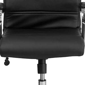 Flash Furniture Whitney Mid-Back Swivel LeatherSoft Desk Chair with Wheels, Padded Seat and Armrests, Adjustable Height Padded Office Chair, Black
