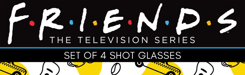 Silver Buffalo Friends Iconic Quotes "You're My Lobster," "How You Doin'" "Pivot," and "We Were On A Break!" 4 Pack Mini Glasses, 1.5 Ounces