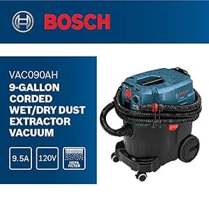 BOSCH VAC090AH Portable 9 Gallon Dust Extractor with Auto Filter Clean and HEPA Filter