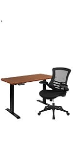 Flash Furniture Whitney Mid-Back Swivel LeatherSoft Desk Chair with Wheels, Padded Seat and Armrests, Adjustable Height Padded Office Chair, Black