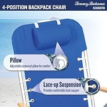 Tommy Bahama Hi-Boy 17" Seat Height 4-Position Lace-Up Suspension Folding Beach Backpack Chair