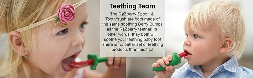 RaZbaby RaZberry Silicone Teether Pacifier – Teething Relief for Infants, Food-Grade, BPA-Free, Hands-Free Design, Natural Berrybumps Fruit Texture for Sensory Development, Freezable – Red