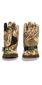 HOT SHOT Men’s Camo Cyclone Stormproof Pop-Top Mittens - Realtree Edge Outdoor Hunting Camouflage