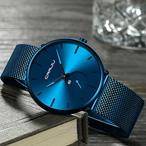 CRRJU Mens Watches Ultra-Thin Minimalist Waterproof - Fashion Wrist Watch for Men Unisex Dress with Stainless Steel Mesh Band
