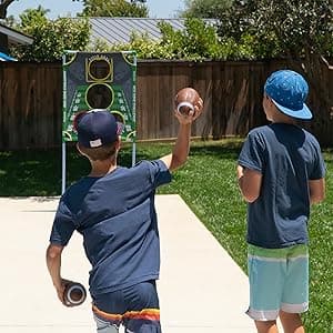 GoSports Football & Baseball Toss Games Available in Football Red Zone Challenge or Baseball Pro Pitch Challenge Choose Between Backyard Toss or Door Hang Targets