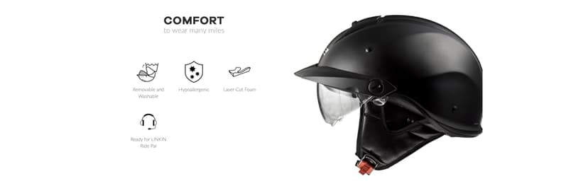 LS2 Helmets Rebellion Motorcycle Half Helmet (Matte Black - Large)
