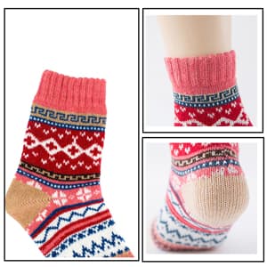 YZKKE 5Pack Womens Vintage Winter Soft Warm Thick Cold Knit Wool Crew Socks, Multicolor, free size