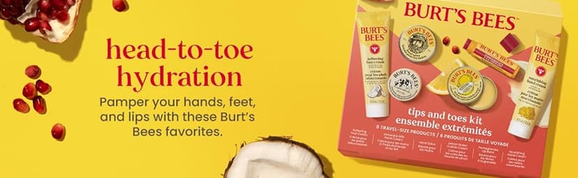 Burt's Bees Gifts Ideas, Tips and Toes Kit, 6 Travel Size Products - Pomegranate Moisturizing Lip Balm, 2 Hand Creams, Foot Cream, Cuticle Cream, and Hand Salve