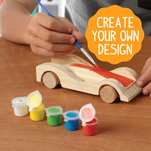 Made By Me Build & Paint Your Own Wooden Cars by Horizon Group USA, DIY Wood Craft Kit, Easy to Assemble & Paint 3 Race Cars, Multicolored