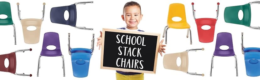 FDP 18" School Stack Chair, Stacking Student Seat with Chromed Steel Legs and Nylon Swivel Glides For In-Home Learning, Classroom or Office - Green (4-Pack), 10384-GN