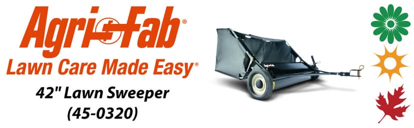 Agri-Fab 45-0320 42" Tow-Behind Lawn Sweeper, 12 cu. ft Hopper Bag Capacity; Leaf & Grass Catcher, with Adjustable Brush Height and Easy to Use Dumping Rope