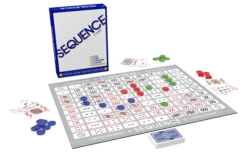 SEQUENCE- Original SEQUENCE Game with Folding Board, Cards and Chips by Jax ( Packaging may Vary ) White, 10.3" x 8.1" x 2.31"