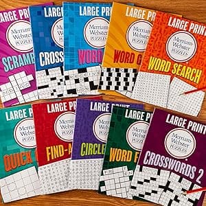 Large Print Merriam-Webster Puzzles 10 Booklet Set (Brain Games Large Print)