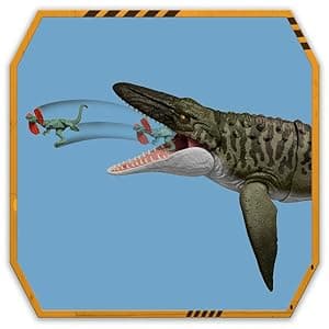 Mattel Jurassic World Rebirth Bite N Blast Mosasaurus Action Figure & Mini Dilophosaurus, Wide Jaw Dinosaur Toy, Movie-Accurate Posable, Digital Play