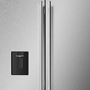 DE210FDBMDSS Refrigerator Built in with French Doors Adjustable Glass Shelves Dual Drawer Bottom Freezer with Ice Maker, LED Interior Light and Stainless Steel Exterior, 36-Inch, Metallic