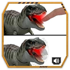 Mattel Jurassic World Rebirth Power Devour Tyrannosaurus Rex Dinosaur Figure with Tongue Activated Constant Chomp, Lights & Sounds, Digital Play
