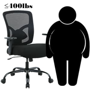 Big and Tall Office Chair 400lbs Wide Seat Desk Chair Computer Chair with Lumbar Support Adjustable Arms Task Rolling Swivel Mesh Executive High Back Ergonomic Chair for Adults Women,Black