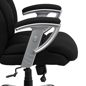 Flash Furniture HERCULES Series Big & Tall 400 lb. Rated Black LeatherSoft Executive Ergonomic Office Chair with Silver Adjustable Arms