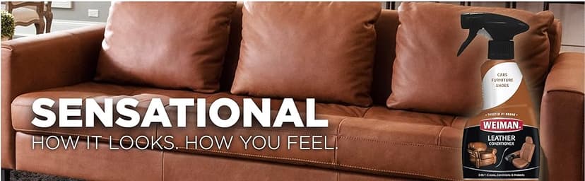 Weiman Leather Cleaner and Conditioner for Furniture - Cleans Conditions and Restores Leather Surfaces - UV Protectants Help Prevent Cracking or Fading of Leather Car Seats, Shoes, Purses