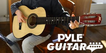 Pyle 30-Inch Beginner Acoustic Guitar Kit, 6-String Classical Style Travel Guitar for Kids & Adults - Includes Shoulder Strap, Strings, Picks, Tuning Pitch Pipe & Storage Gig Bag - Handcrafted Wood