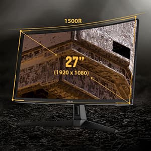 ASUS TUF Gaming VG27VH1B 27” Curved Monitor, 1080P Full HD, 165Hz (Supports 144Hz), Extreme Low Motion Blur, Adaptive-sync, FreeSync Premium, 1ms, Eye Care, HDMI D-Sub, Black