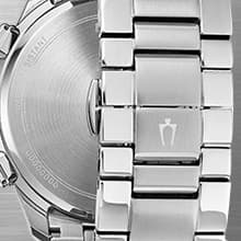 Bulova Men's Classic Wilton 3-Hand Chronograph, Luminous Hands, Roman Numeral Markers Domed Mineral Crystal, 43mm, Stainless Steel/Black Dial