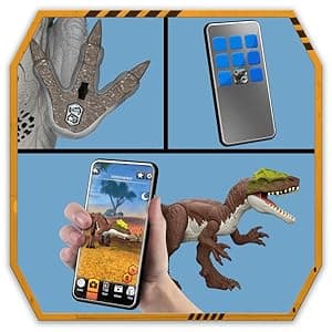 Mattel Jurassic World Rebirth Bite N Blast Mosasaurus Action Figure & Mini Dilophosaurus, Wide Jaw Dinosaur Toy, Movie-Accurate Posable, Digital Play