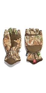 HOT SHOT Men’s Camo Cyclone Stormproof Pop-Top Mittens - Realtree Edge Outdoor Hunting Camouflage