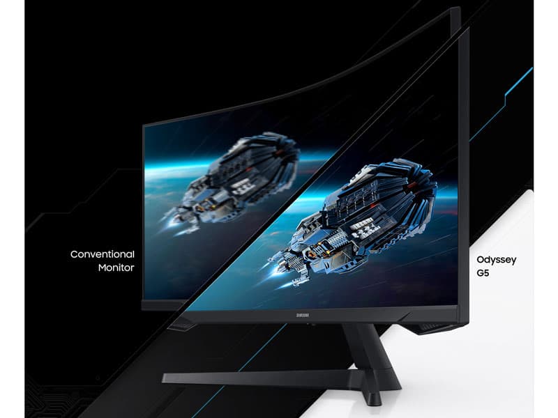 Samsung 34' Odyssey G5 Ultra-Wide Gaming Monitor with 1000R Curved Screen, 165Hz, 1ms, FreeSync Premium, Large Display, Eye Comfort, Multiple Ports, WQHD, LC34G55TWWNXZA, Black